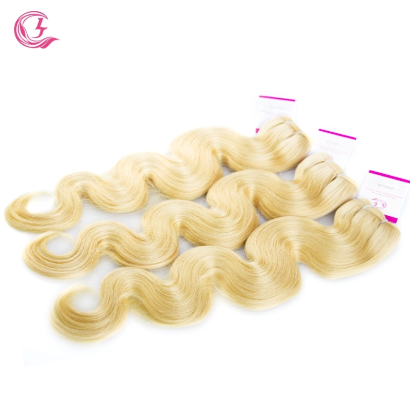 Unprocessed Raw Hair Body Wave Bundle #613 Blonde 100g With Double Weft