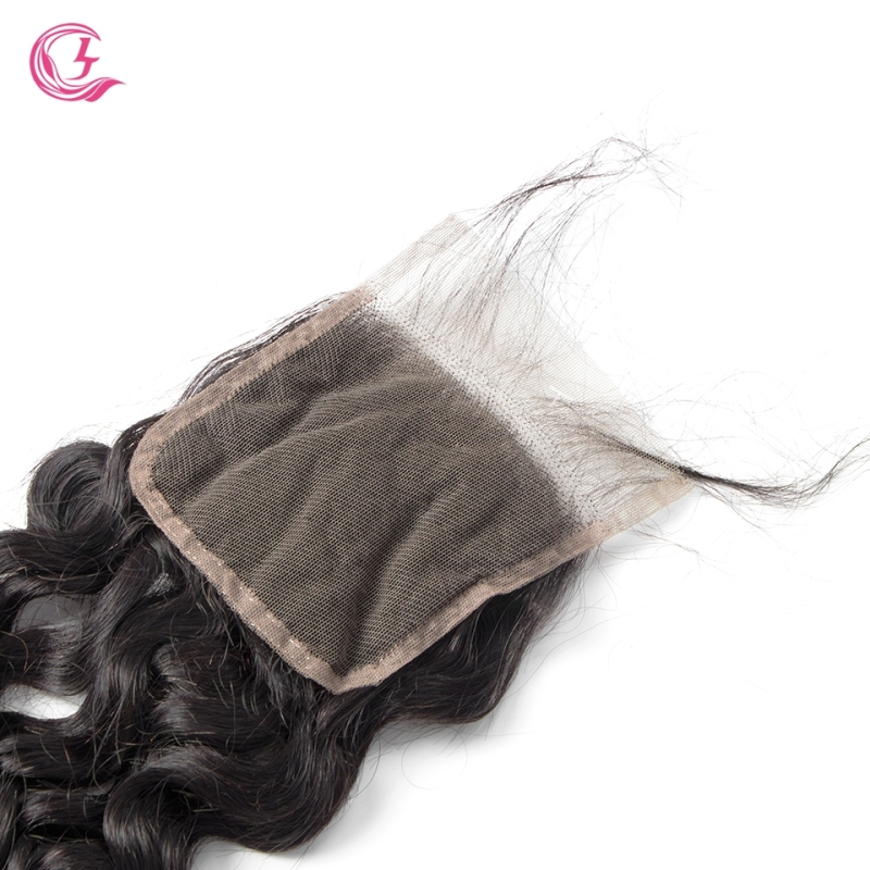 Virgin Hair of  Italian Curl Natural Wave 4X4 closure Natural black color 130 density For Medium High Market