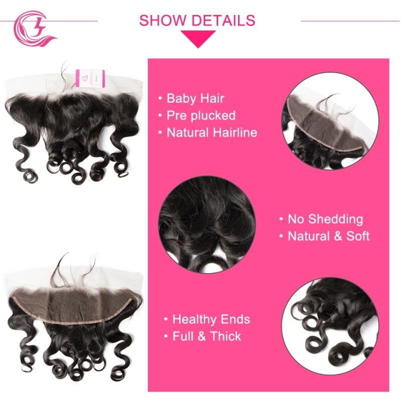 Virgin Hair of Loose Wave 13X4 frontal  Natural black color 130 density For Medium High Market