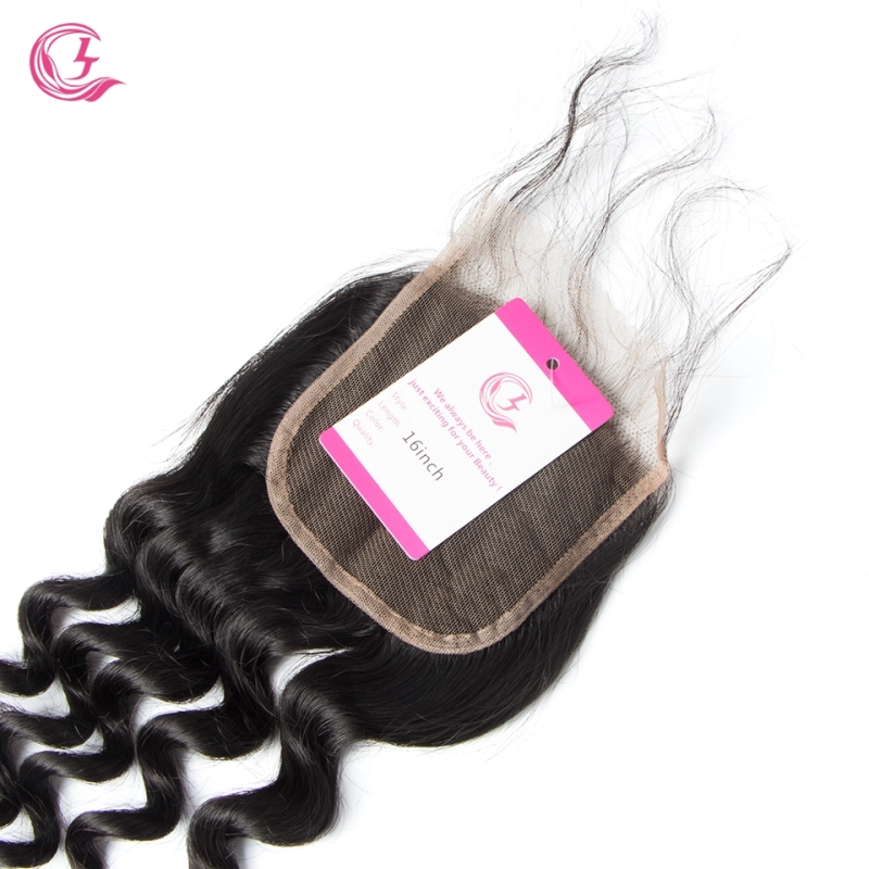 Virgin Hair of Loose Curl  4X4 closure Natural black color 130 density For Medium High Marke