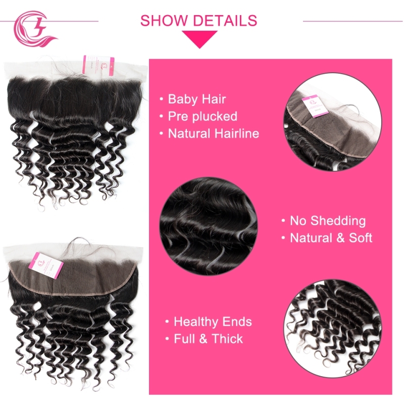 Virgin Hair of Ocean Curl 13X4 frontal  Natural black color 130 density For Medium High Market