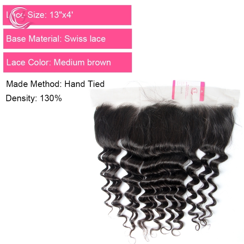 Virgin Hair of Ocean Curl 13X4 frontal  Natural black color 130 density For Medium High Market