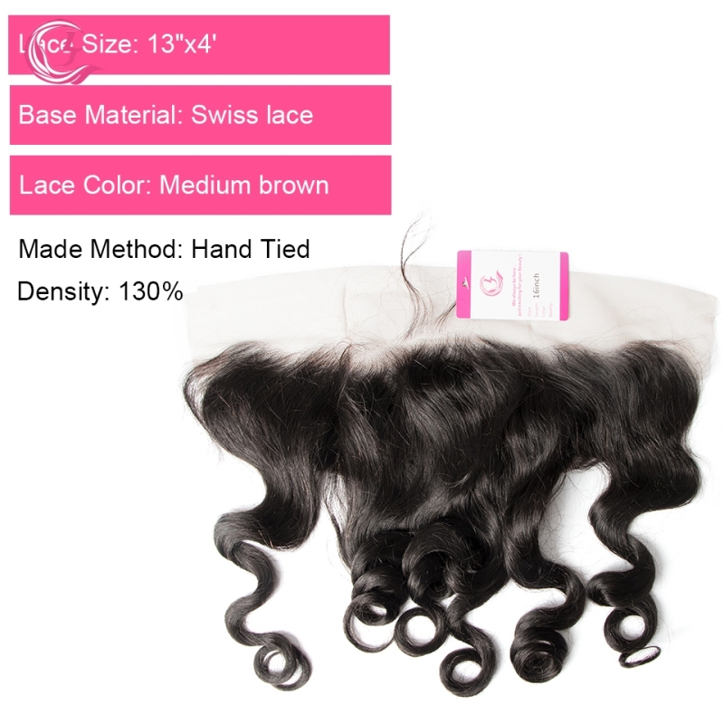 Virgin Hair of Loose Wave 13X4 frontal  Natural black color 130 density For Medium High Market
