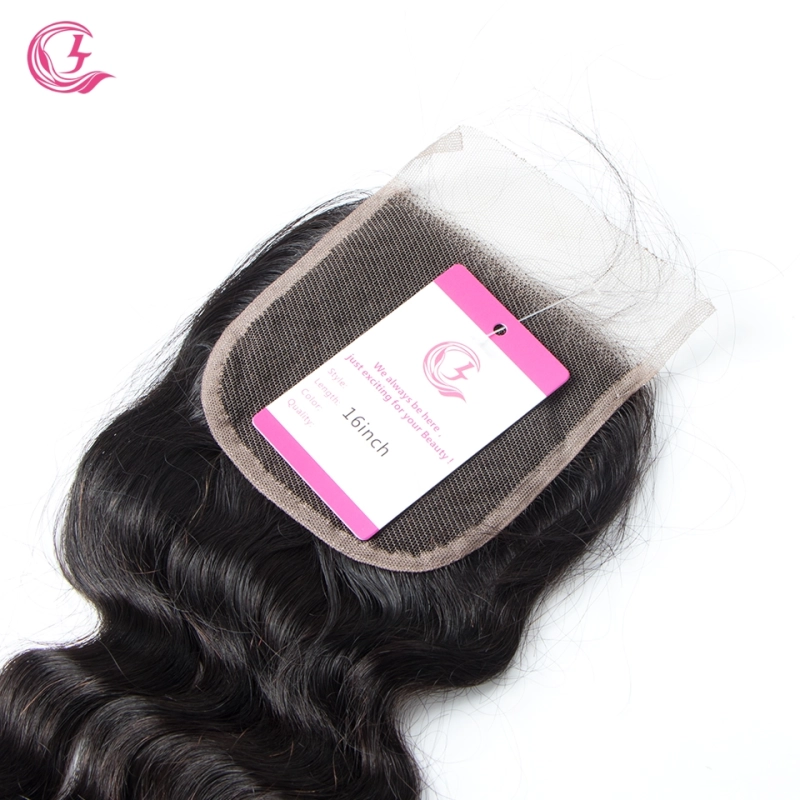 Virgin Hair of Ocean Curl  4X4 closure Natural black color 130 density For Medium High Marke