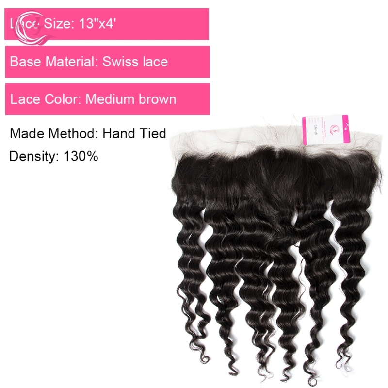 Virgin Hair of Ocean Wave 13X4 frontal  Natural black color 130 density For Medium High Market