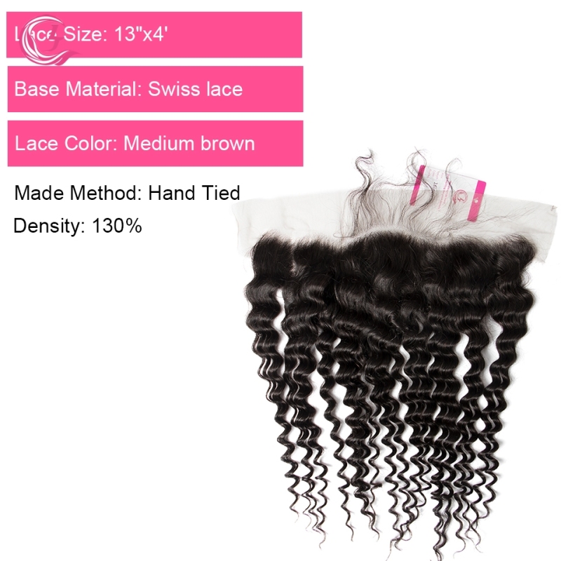 Virgin Hair of Deep Curl  13X4 frontal  Natural black color 130 density For Medium High Market