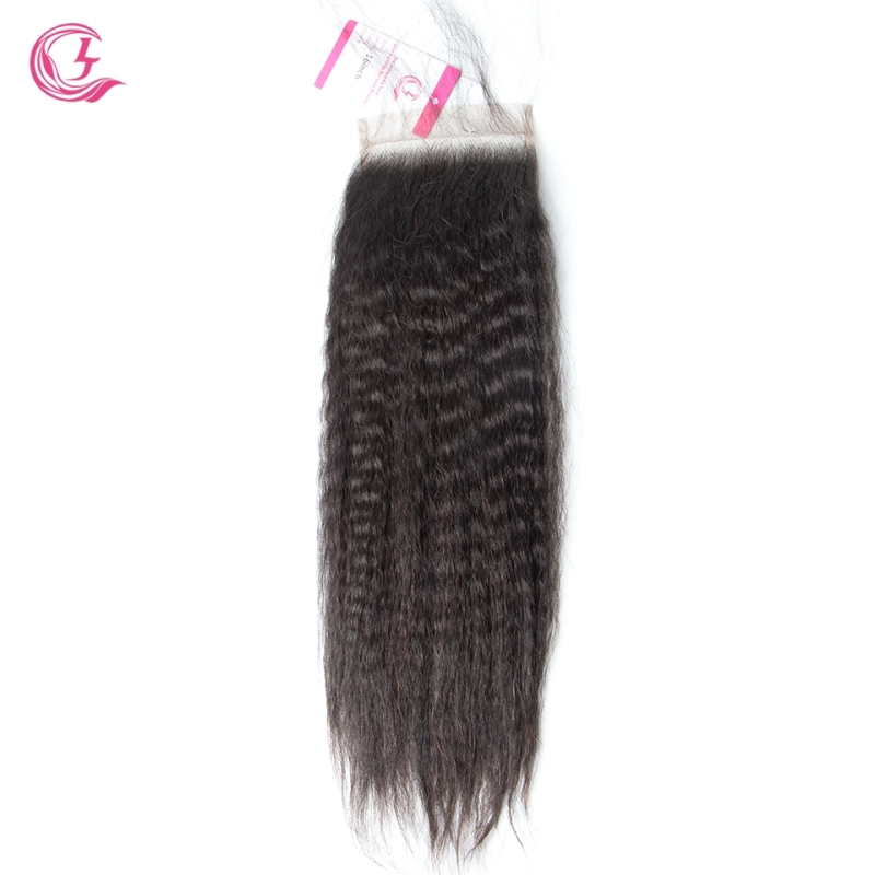 Virgin Hair of Yaki Straight 4X4 closure Natural black color 130 density For Medium High Marke