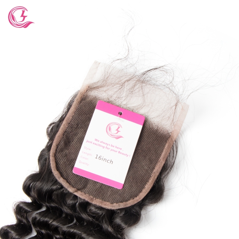 Virgin Hair of Deep Curl  4X4 closure Natural black color 130 density For Medium High Marke