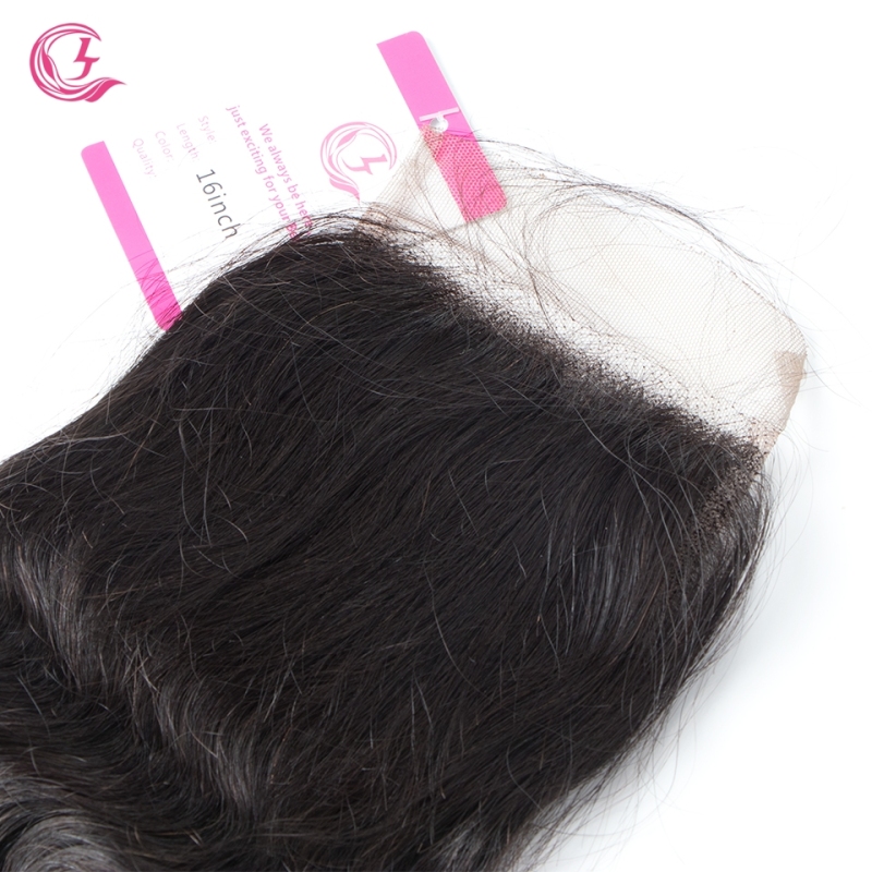 Virgin Hair of Ocean Curl  4X4 closure Natural black color 130 density For Medium High Marke