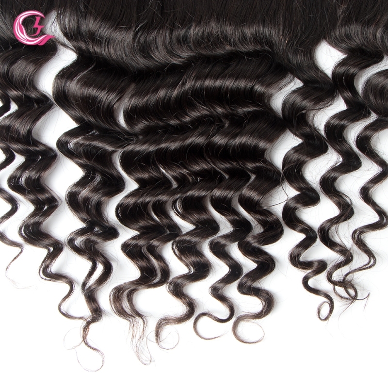 Virgin Hair of Ocean Curl 13X4 frontal  Natural black color 130 density For Medium High Market