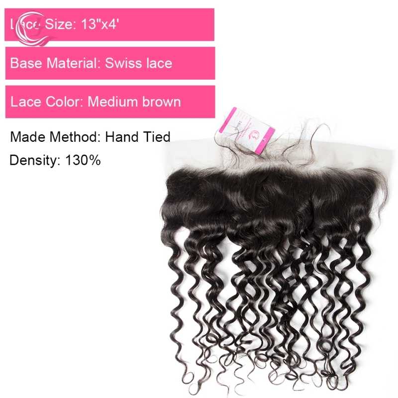 Virgin Hair of   Italian Curl 13X4 frontal  Natural black color 130 density For Medium High Market