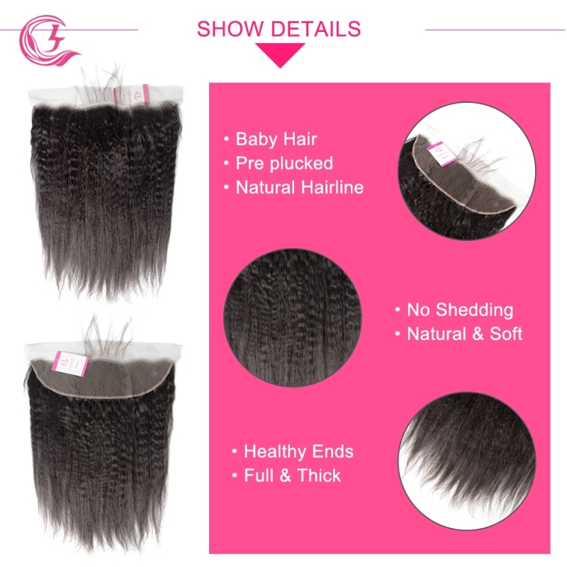 Virgin Hair of Yaki Straight 13X4 frontal  Natural black color 130 density For Medium High Market