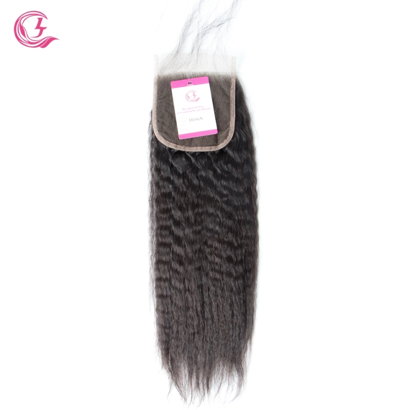 Virgin Hair of Yaki Straight 4X4 closure Natural black color 130 density For Medium High Marke