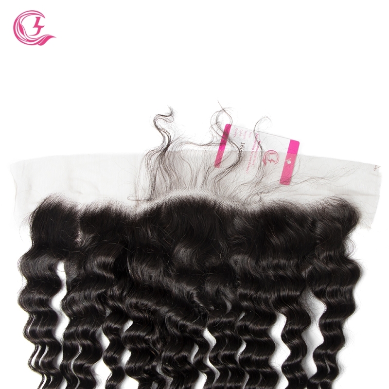 Virgin Hair of Deep Wave Natural Wave 13X4 frontal  Natural black color 130 density For Medium High Market