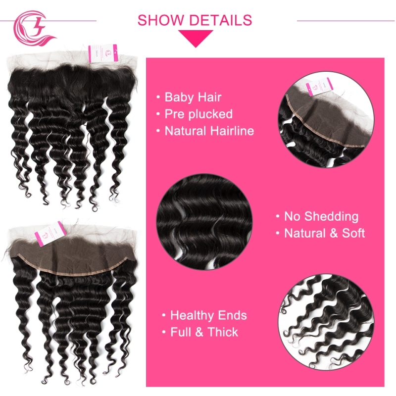 Virgin Hair of Ocean Wave 13X4 frontal  Natural black color 130 density For Medium High Market