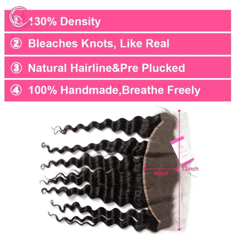 Virgin Hair of Ocean Wave 13X4 frontal  Natural black color 130 density For Medium High Market