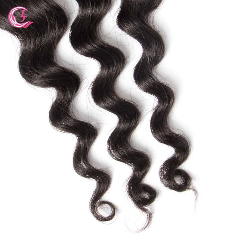 Virgin Hair of Ocean Wave  4X4 closure Natural black color 130 density For Medium High Marke