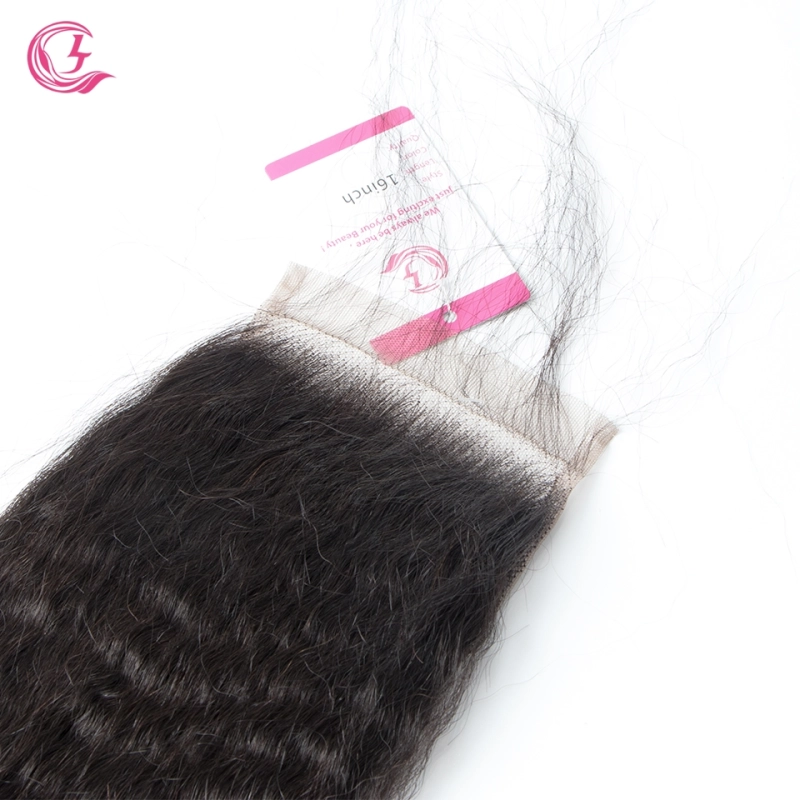 Virgin Hair of Yaki Straight 4X4 closure Natural black color 130 density For Medium High Marke