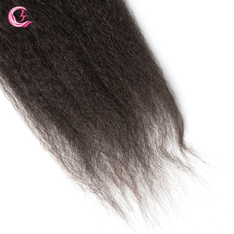 Unprocessed Raw Hair Yaki Straight 4x4 Closure Natural Color Medium Brown 130 density