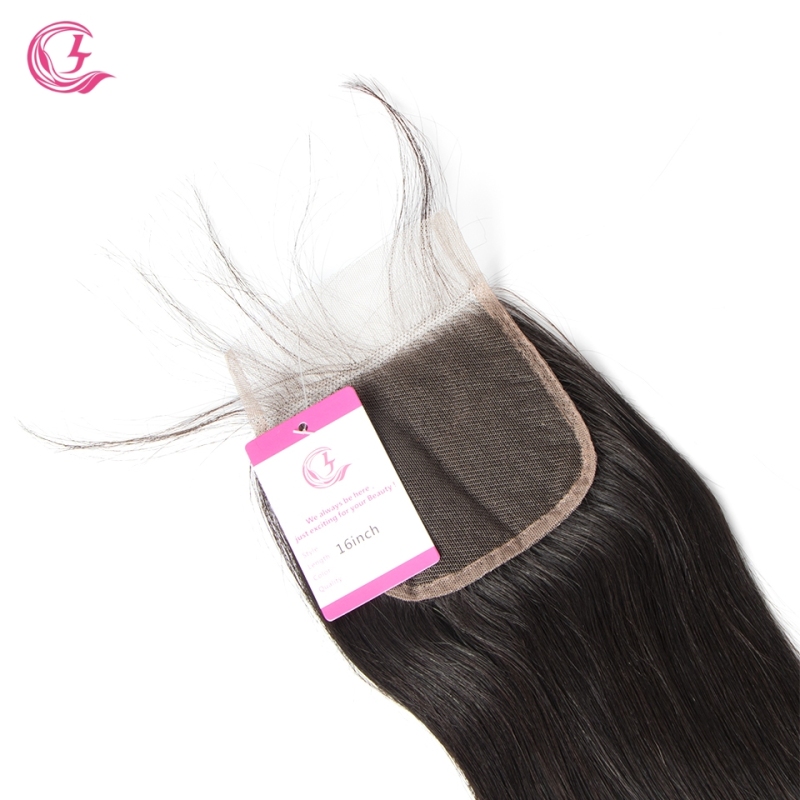 Unprocessed Raw Hair Straight 4x4 Closure Natural Color Medium Brown 130 density