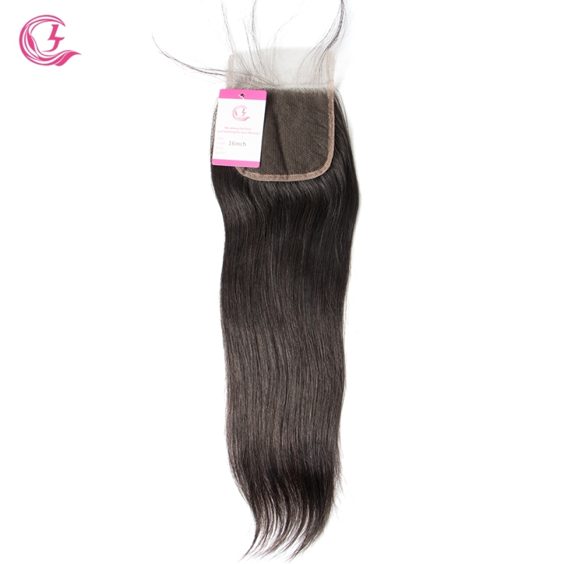 Unprocessed Raw Hair Straight 4x4 Closure Natural Color Medium Brown 130 density