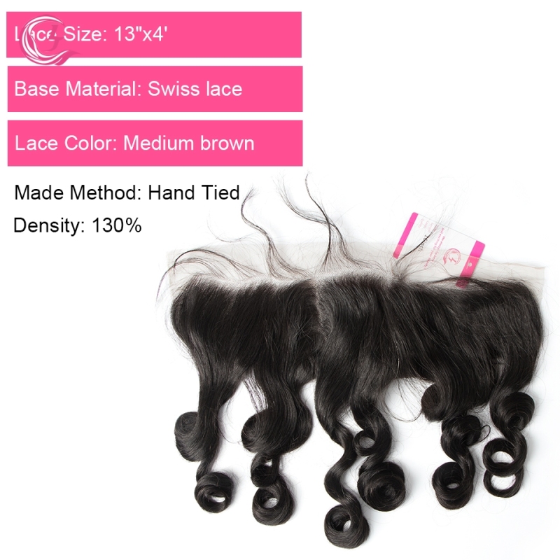 Unprocessed  Raw Hair Loose Wave 13x4 Frontal Natural Color Medium Brown 130 density