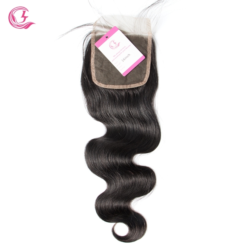 Unprocessed Raw Hair Body Wave 4x4 Closure Natural Color Medium Brown 130 density