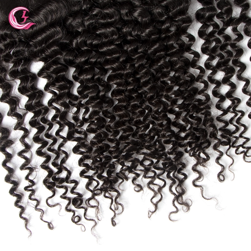 Unprocessed  Raw Hair Jerry Curly 13x4 Frontal Natural Color Medium Brown 130 density