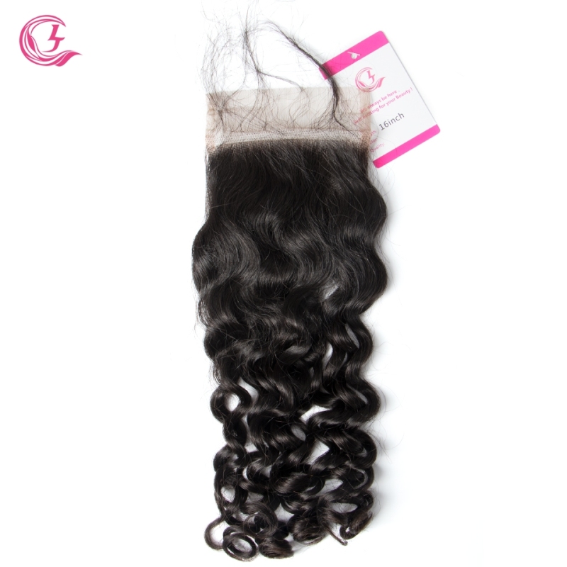 Unprocessed Raw Hair Italian Curly 4x4 Closure Natural Color Medium Brown 130 density