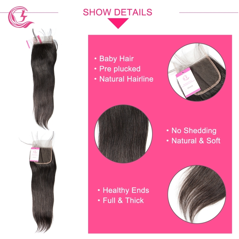 Unprocessed Raw Hair Straight 4x4 Closure Natural Color Medium Brown 130 density