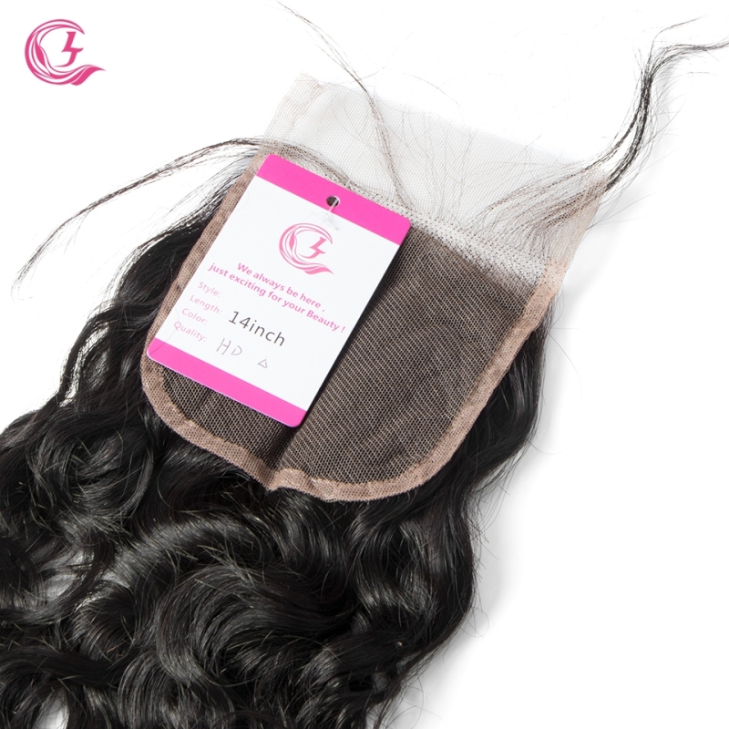 Unprocessed Raw Hair Natural  Wave 4x4 Closure Natural Color Medium Brown 130 density