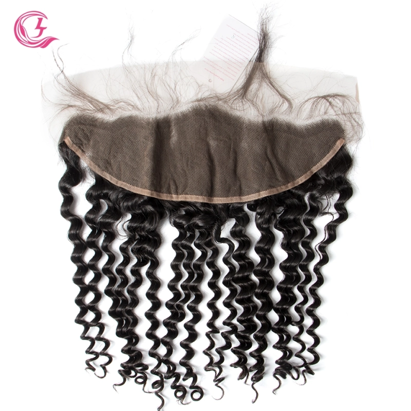 Unprocessed  Raw Hair Deep Curly 13x4 Frontal Natural Color Medium Brown 130 density