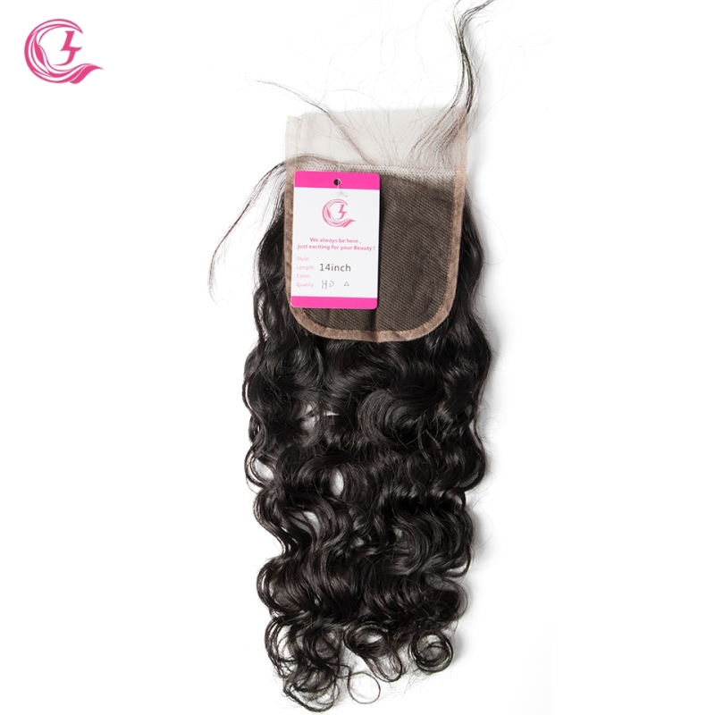 Unprocessed Raw Hair Natural  Wave 4x4 Closure Natural Color Medium Brown 130 density