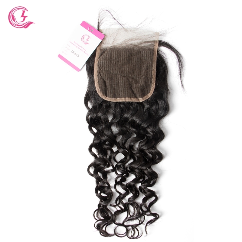 Unprocessed Raw Hair French  Wave 4x4 Closure Natural Color Medium Brown 130 density