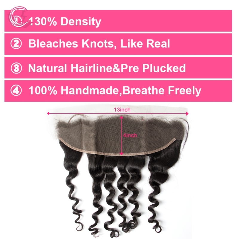 Unprocessed  Raw Hair Loose Curly 13x4 Frontal Natural Color Medium Brown 130 density