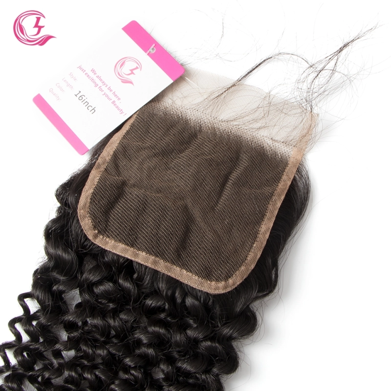 Unprocessed Raw hair Kinky Curly 4x4 Closure Natural Color Medium Brown 130 density