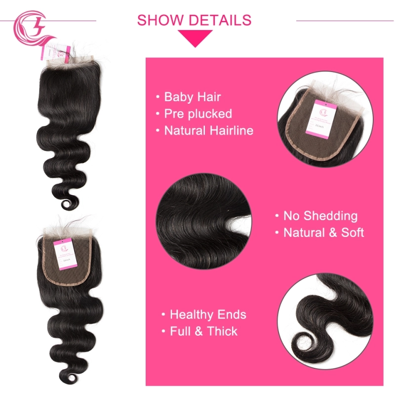 Unprocessed Virgin hair Body Wave 5x5 Closure Natural Color Medium Brown 130 density