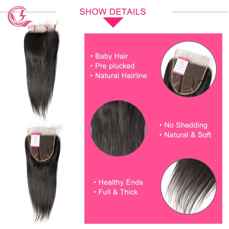 Unprocessed Raw hair  Straigth  6x6 Closure Natural Color Medium Brown 130 density