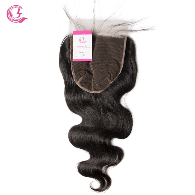 Unprocessed Raw hair Body Wave  6x6 Closure Natural Color Medium Brown 130 density