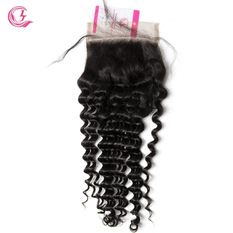 Unprocessed Raw hair Deep Wave 5x5 Closure Natural Color Medium Brown 130 density