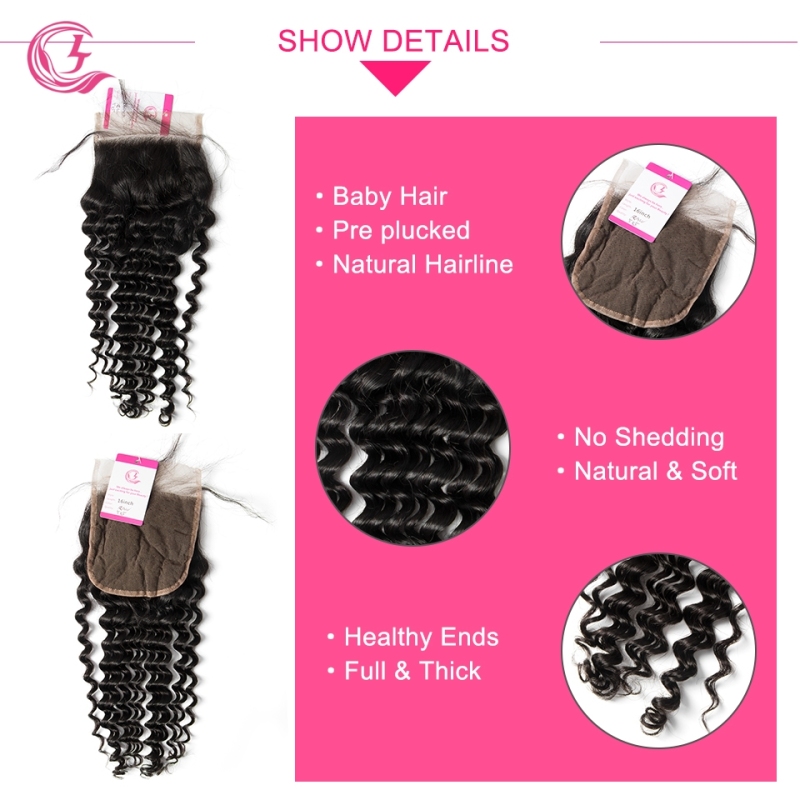 Unprocessed Raw hair Deep Wave 5x5 Closure Natural Color Medium Brown 130 density