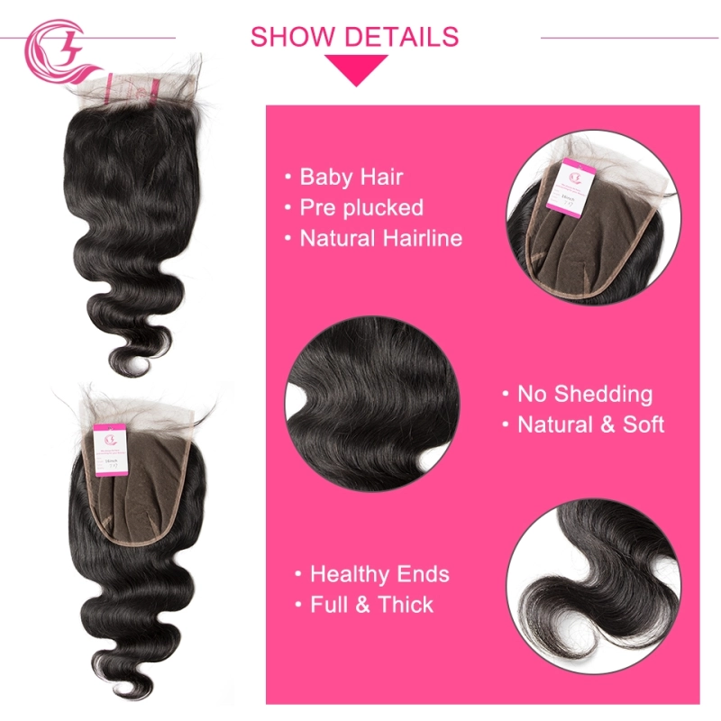 Unprocessed Raw hair  Indian Wave  7x7 Closure Natural Color Medium Brown 130 density