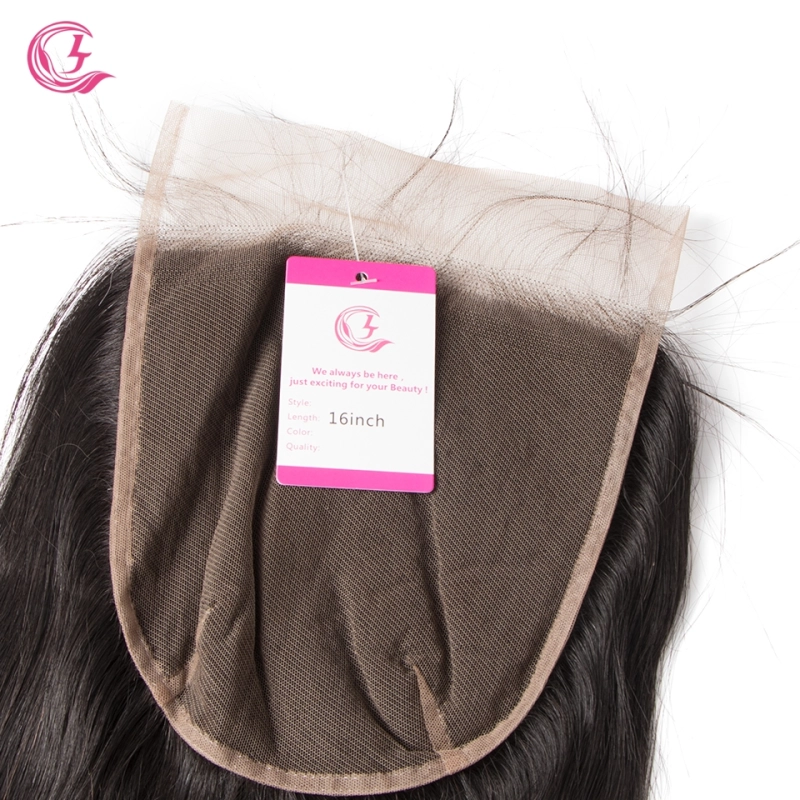 Virgin hair  Straight  7x7 Closure Natural Color Medium Brown 130 density