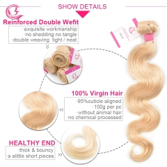 Virgin Hair of Body Wave Bundle #613 Blonde 100g With Double Weft For Medium High Market