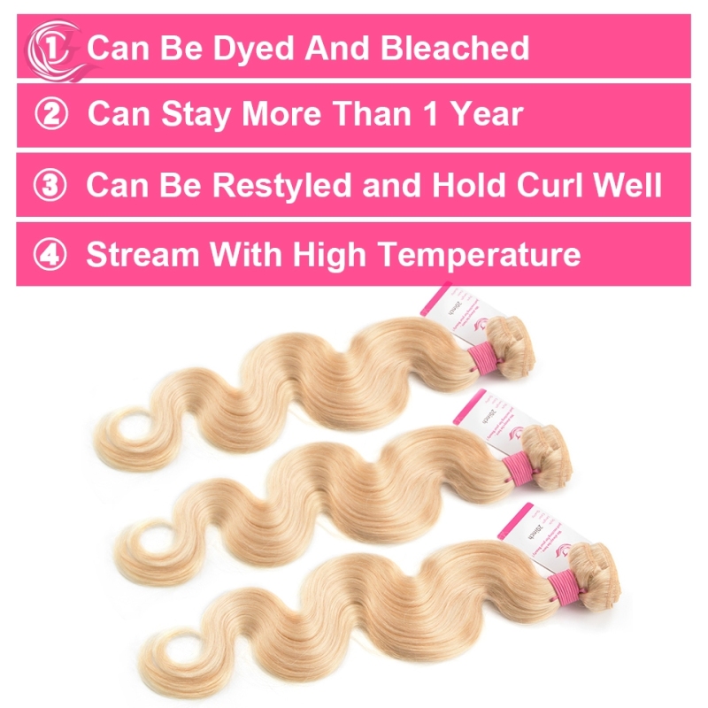 Virgin Hair of Body Wave Bundle #613 Blonde 100g With Double Weft For Medium High Market