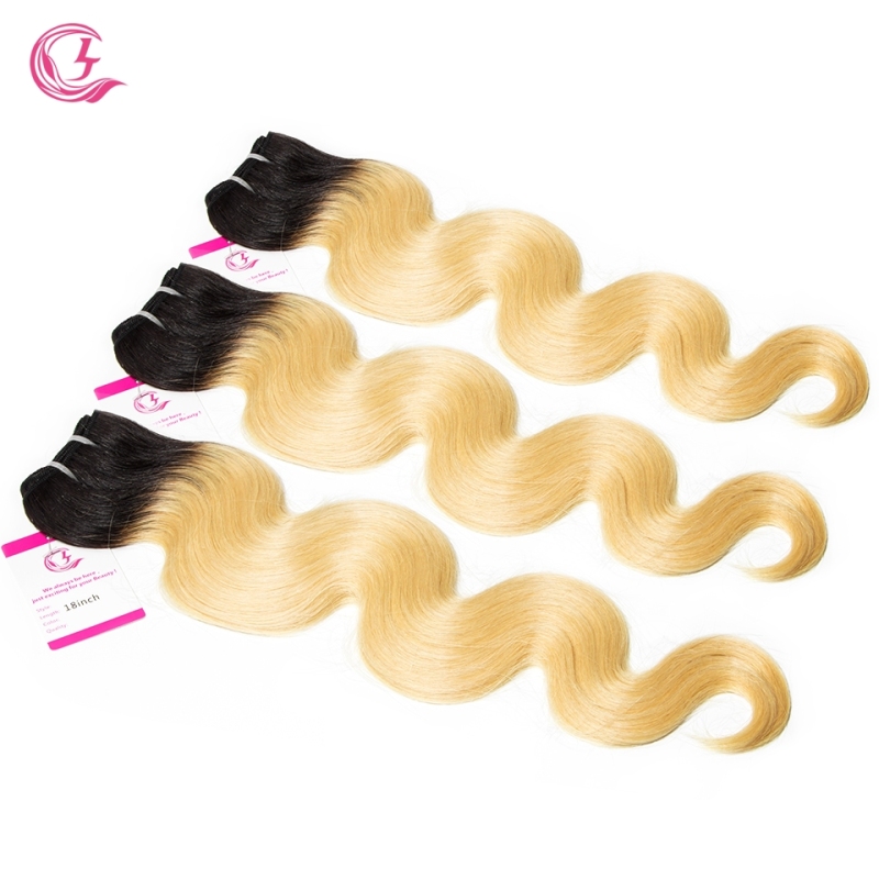 Unprocessed Raw Hair Body wave Bundle 1B#613 Blonde 100g With Double Weft