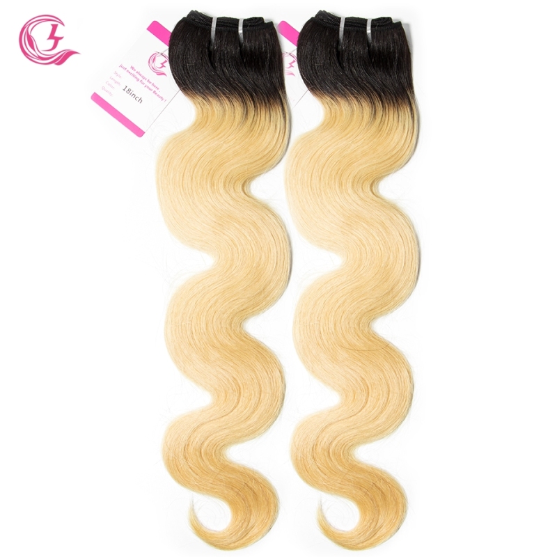 Unprocessed Raw Hair Body wave Bundle 1B#613 Blonde 100g With Double Weft
