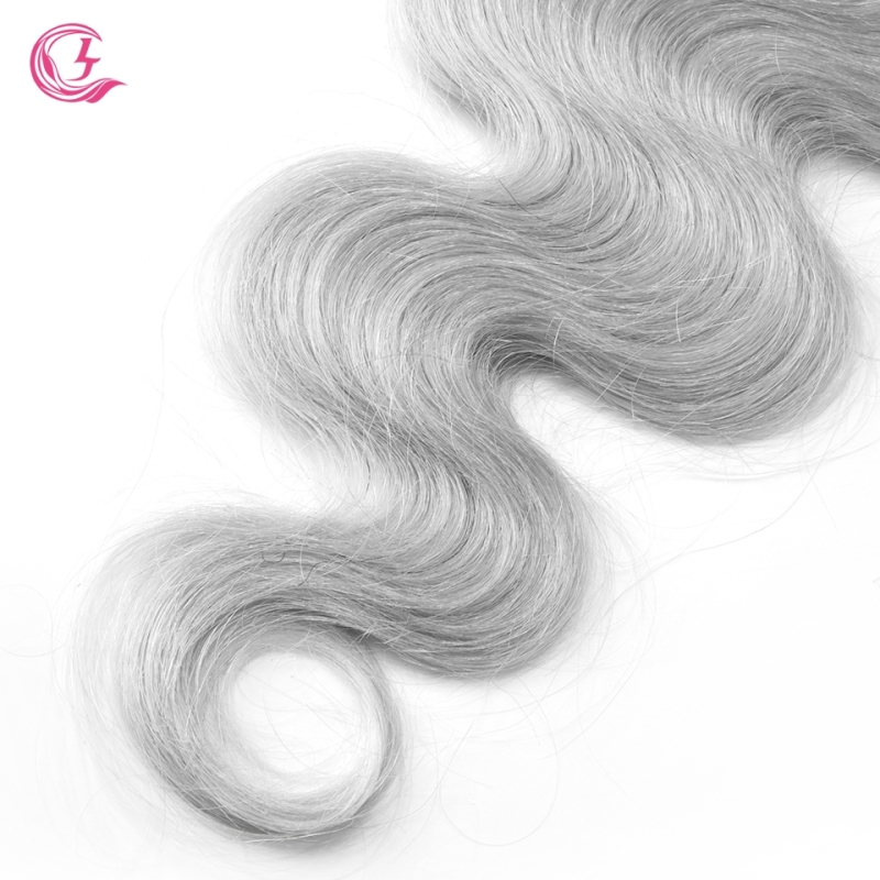 Virgin Hair of Body wave 4X4 closure Gray# 130% density With Transparent Lace For Medium High Market