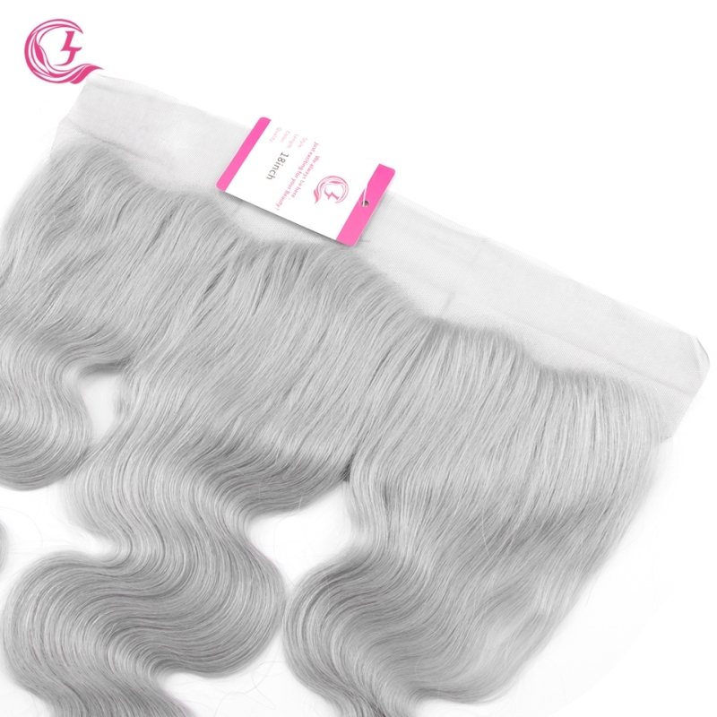 Virgin Hair of Body wave 13x4 Frontal Gray# 130% density With Transparent Lace For Medium High Market