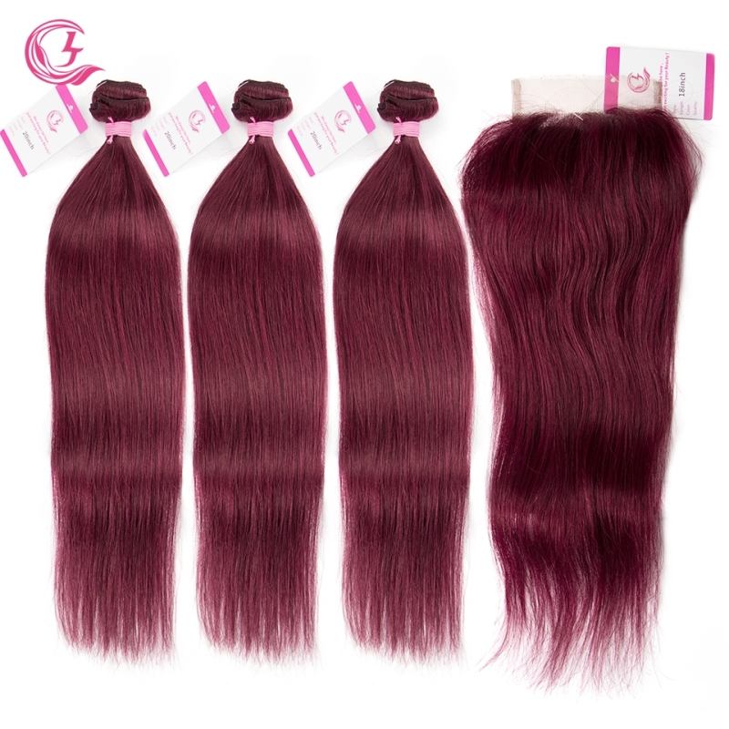 Virgin Hair of Straight Bundle 99j# 100g With Double Weft For Medium High Market